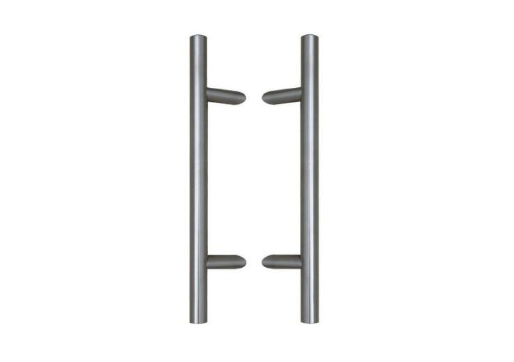 [TIR302066] Tirant de porte TT45° Ø32 - inox AISI 316 laqué RAL 9005 structuré - paire - standard - entraxe 1000 mm (longueur 1200 mm)